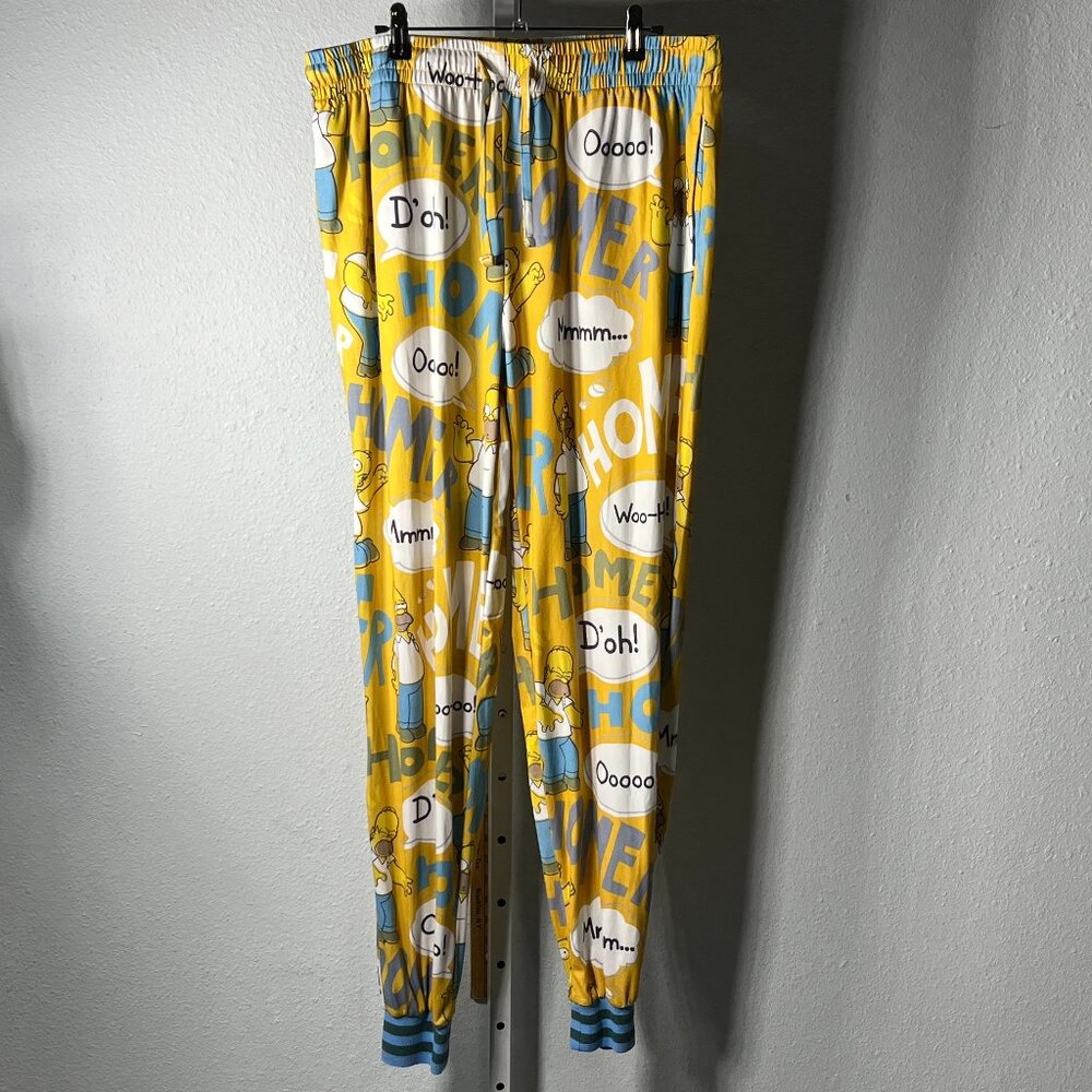 The Simpsons "All Together Now" Men's Yellow Jogger-Style Sleep Pants SZ Lrg